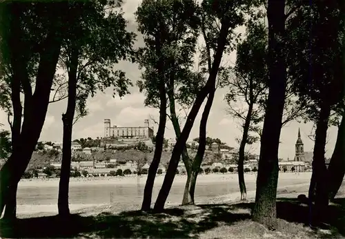 AK / Ansichtskarte  Bratislava_Pressburg_Pozsony_SK Uferpartie an der Donau Blick zur Burg