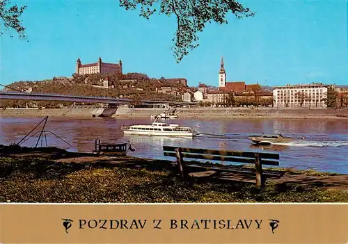 AK / Ansichtskarte 73943026 Bratislava_Pressburg_Pozsony_SK Uferpartie an der Donau Blick zur Burg