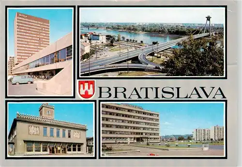 AK / Ansichtskarte  Bratislava_Pressburg_Pozsony_SK Hotel Stadtpanorama Donaubruecke Hochhaeuser