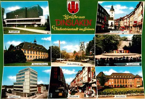 AK / Ansichtskarte  Dinslaken Stadthalle Haus der Heimat Stadthaus Zeche Fussgaengerzone Burgtheater Kreishaus