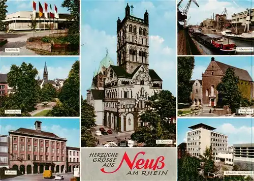 AK / Ansichtskarte  Neuss Stadthalle Drususplatz Rathaus Kirche Hafen Zeughaus Gymnasium