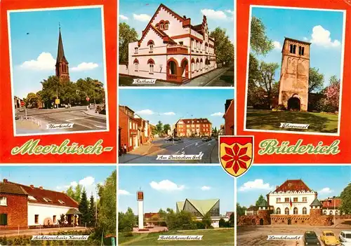 AK / Ansichtskarte  Meerbusch-Buederich Kirche Auktionshaus Rathaus Stadtzentrum Ehrenmal Landsknecht