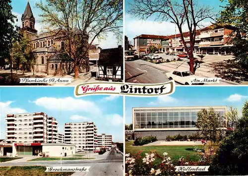 AK / Ansichtskarte  Lintorf_Ratingen Pfarrkirche Markt Broekmanstrasse Hallenbad
