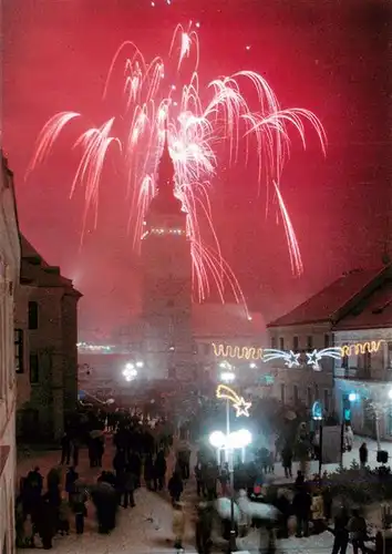 AK / Ansichtskarte  Bratislava_Pressburg_Pozsony_SK Stadtzentrum Feuerwerk Nachtaufnahme