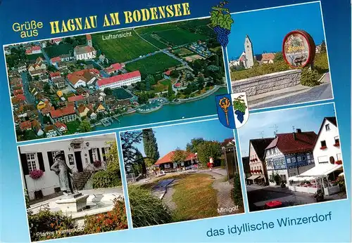 AK / Ansichtskarte  Hagnau_Bodensee Luftaufnahme Denkmal Minigolf Ortszentrum Hotel Restaurant