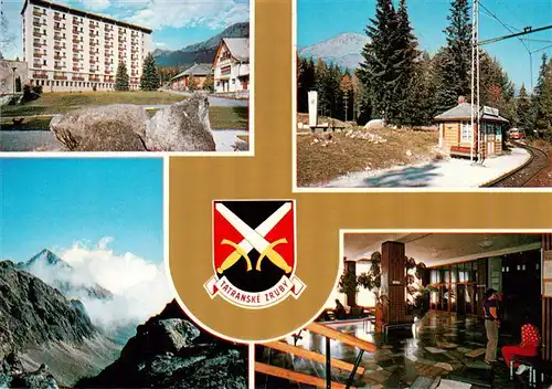AK / Ansichtskarte  Vysoke_Tatry_SK Hotel Bahnhof Hotelhalle Panorama Hohe Tatra