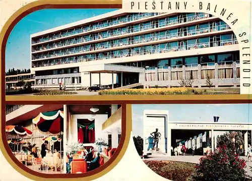 AK / Ansichtskarte  Piestany_Pistian_Poestyen_SK Balnea Splendid Thermalbad Kolonnadenbruecke