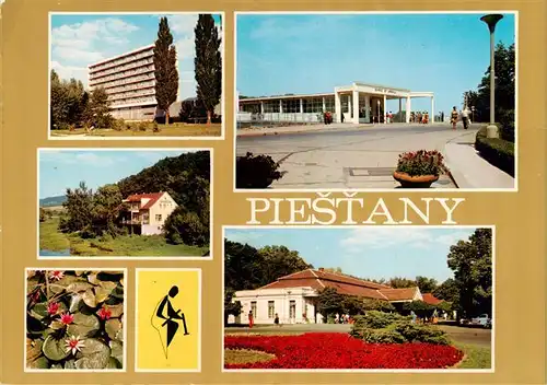 AK / Ansichtskarte  Piestany_Pistian_Poestyen_SK Teilansichten Kolonnadenbruecke Park Seerosen