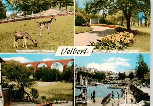 AK / Ansichtskarte  Velbert Herminghauspark Tiergehege Musikpavillon Sautalbruecke Sommerbad