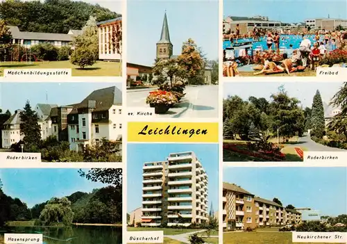 AK / Ansichtskarte 73943317 Leichlingen_Rheinland Maedchenbildungsstaette Ev Kirche Freiba Roderbirken Hasensprung Buescherhof Neukirchener Strasse