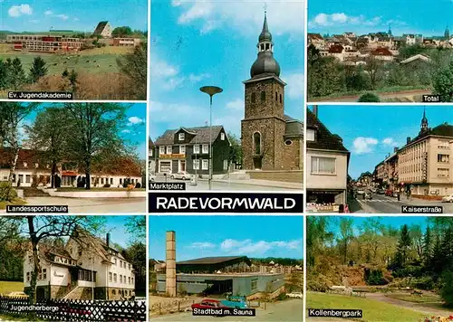 AK / Ansichtskarte 73943322 Radevormwald Ev Jugendakademie Total Landessportschule Marktplatz Kaiserstrasse Jugendherberge Stadtbad Kollenbergpark