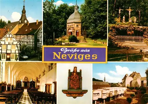 AK / Ansichtskarte 73943325 Neviges_Velbert Ortspartie Kirche Inneres Marienbild Kreuzigungsgruppe