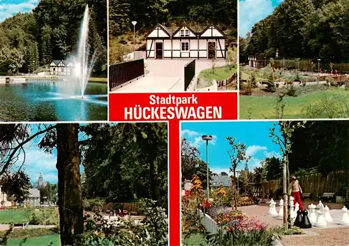 AK / Ansichtskarte 73943334 Hueckeswagen Stadtpark Fontaene Teilansichten Gartenschach