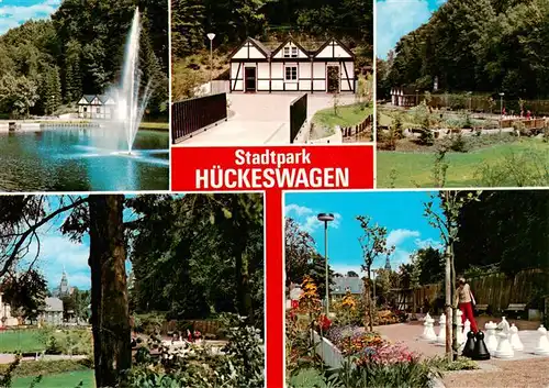 AK / Ansichtskarte  Hueckeswagen Stadtpark Fontaene Teilansichten Gartenschach