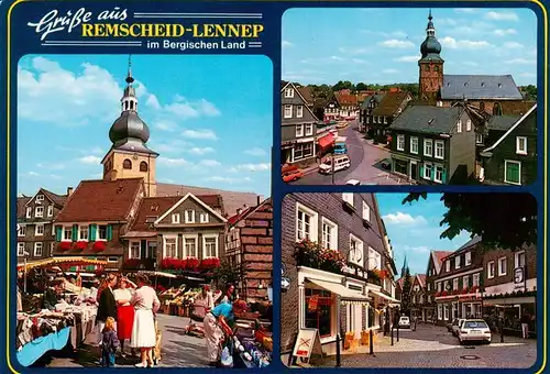 AK / Ansichtskarte  Lennep_Remscheid Marktplatz Fussgaengerzone Kirche