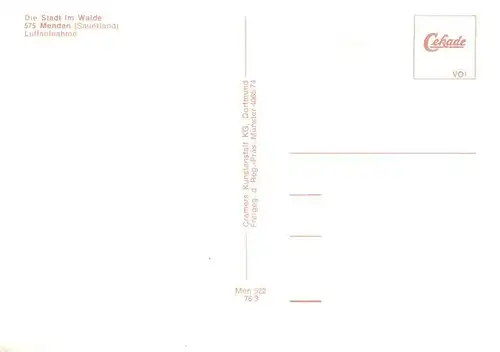 AK / Ansichtskarte  Menden__Sauerland Fliegeraufnahme