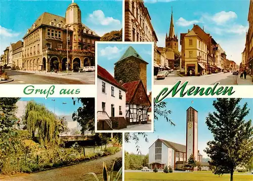 AK / Ansichtskarte 73943347 Menden__Sauerland Rathaus Turm Ortspartie Park Kirche