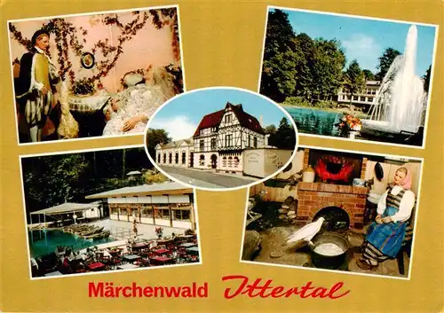 AK / Ansichtskarte 73943354 Wald_Solingen Maerchenwald Ittertal Gondelteich Fontaene Oberbayern Hauptrestaurant