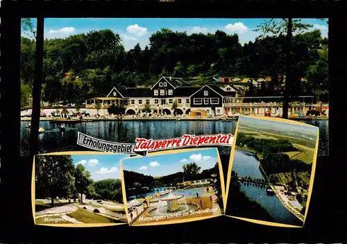 AK / Ansichtskarte  Diepental_Leichlingen Talsperre Diepental Minigolf Massagebrunnen Strandbad Panorama