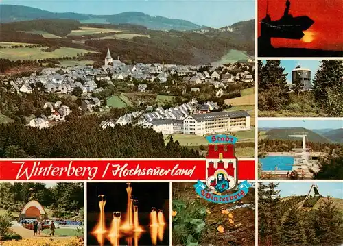 AK / Ansichtskarte  Winterberg__Hochsauerland_NRW Fliegeraufnahme Astenturm Freibad Kurpark Sprungschanze