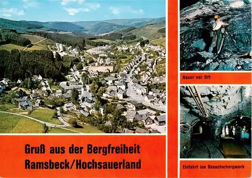 AK / Ansichtskarte  Ramsbeck Fliegeraufnahme Bergbaumuseum Hauer vor Ort Besucherbergwerk