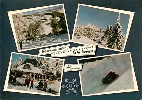 AK / Ansichtskarte  Winterberg__Hochsauerland_NRW Winterpanorama Gaststaette Bobbahn