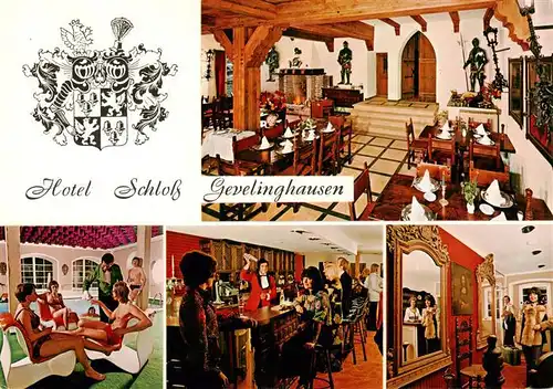 AK / Ansichtskarte 73943461 Gevelinghausen Hotel Schloss Gevelinghausen Speisesaal Hallenbad Bar Spiegelsaal
