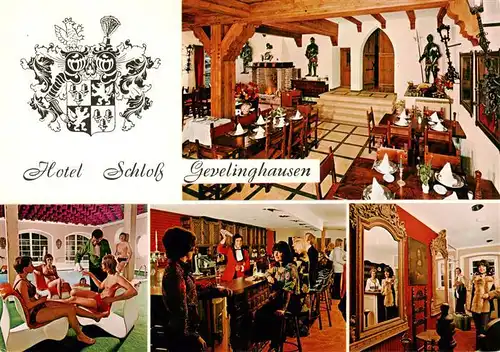 AK / Ansichtskarte  Gevelinghausen Hotel Schloss Gevelinghausen Speisesaal Hallenbad Bar Spiegelsaal