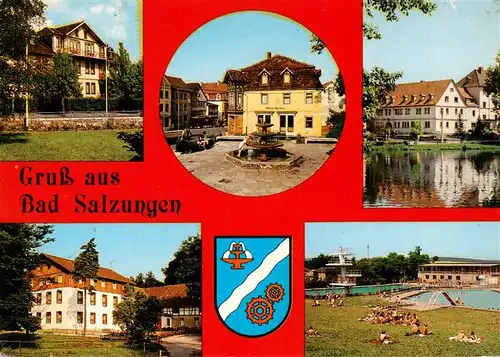 AK / Ansichtskarte  Bad_Salzungen Fremdenheim Joos Marktbrunnen Mohren Apotheke Hufeland Sanatorium Ferienheim Grundhof Schwimmbad An den Drei Eichen