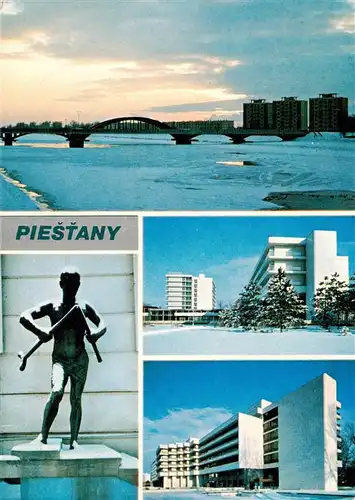 AK / Ansichtskarte  Piestany_Pistian_Poestyen_SK Krajinsky most Barlolamac Liecebny domy Balnea Splendid Balnea Grand a Balnea Esplanade