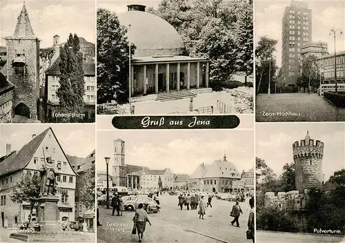 AK / Ansichtskarte 73943510 Jena__Thueringen Johannisturm Planetarium Zeiss Hochhaus Markt Zentraler Platz Pulverturm