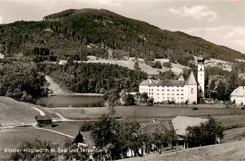 AK / Ansichtskarte 73943535 Hoeglwoerth Kloster Hoeglwoerth mit See und Teisenberg