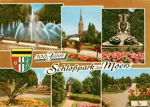 AK / Ansichtskarte 73943591 Moers_Moers_NRW Partien im Schlosspark Wasserspiele Kirche 100jaehriges Jubilaeum