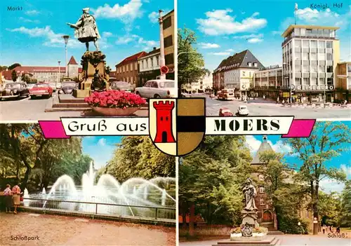 AK / Ansichtskarte  Moers_Moers_NRW Markt Denkmal Koeniglicher Hof Schloss Park