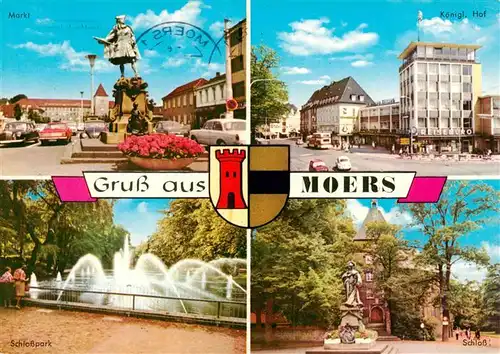 AK / Ansichtskarte  Moers_Moers_NRW Markt Denkmal Koeniglicher Hof Schloss Park