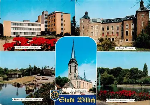 AK / Ansichtskarte 73943608 Willich Hospital Schloss Neersen Sport- und Freizeitzentrum Kirche Konrad-Adenauer-Park