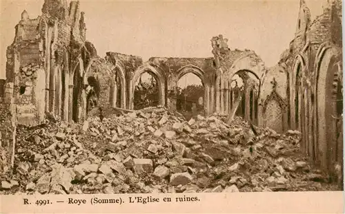 AK / Ansichtskarte  Roye__80_Somme Eglise en ruines