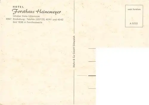 AK / Ansichtskarte  Bueckeburg Hotel Forsthaus Heinemeyer