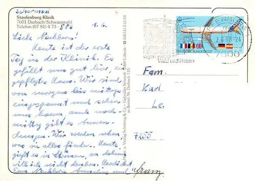 AK / Ansichtskarte  Durbach_Schwarzwald_Offenburg Staufenburg Klinik Ortspartien