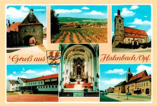 AK / Ansichtskarte 73943840 Hahnbach_Oberpfalz Stadttor Kirche Inneres Panorama Teilansichten
