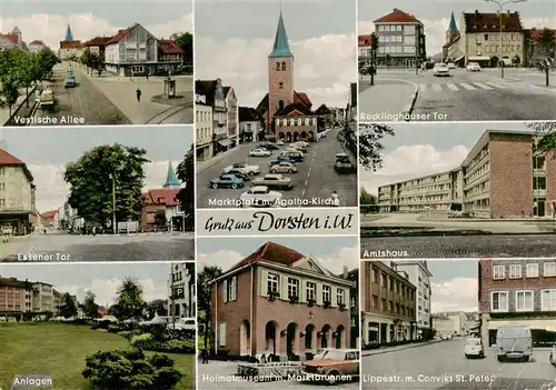 AK / Ansichtskarte  Dorsten Vestische Allee Marktplatz Kirche Tor Amtshaus Anlagen Museum Brunnen