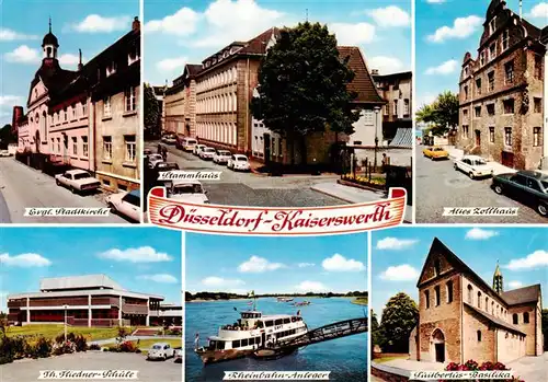 AK / Ansichtskarte 73943936 Kaiserswerth Kirche Stammhaus Zollhaus Schule Rheinbahn-Anleger Fahrgastschiff Basilika