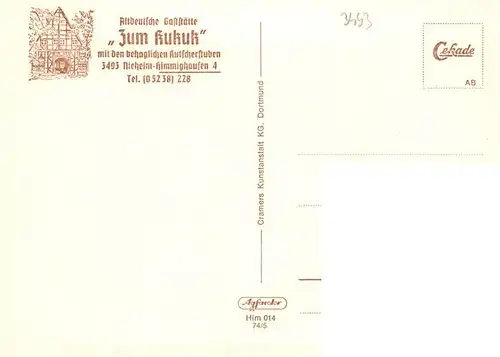 AK / Ansichtskarte  Himmighausen_Nieheim_NRW Altdeutsche Gaststaette Zum Kukuk