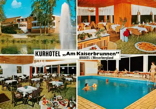 AK / Ansichtskarte 73943966 Brakel_Westfalen Kurhotel Am Kaiserbrunnen Speisesaal Hallenbad