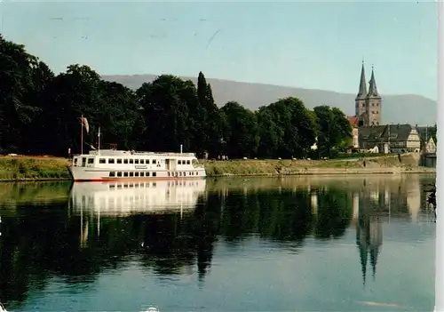 AK / Ansichtskarte  Hoexter_Weser Partie an der Weser Fahrgastschiff