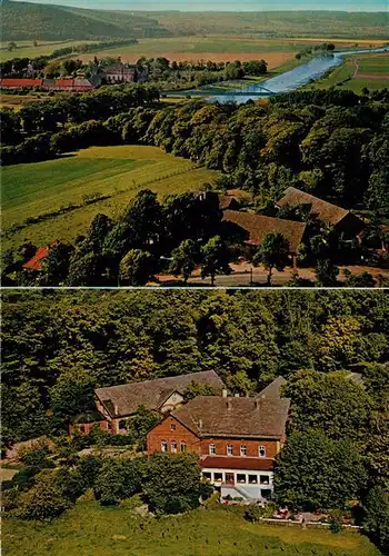 AK / Ansichtskarte 73944008 Hoexter_Weser Waldgasthaus Steinkrug Sommerfrische Blick auf die Weser Kloster Corvey
