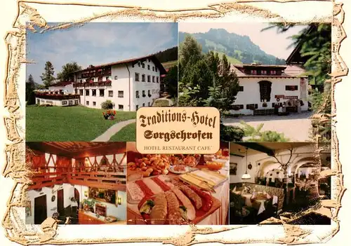AK / Ansichtskarte 73944046 Jungholz_Wertach Hotel Restaurant Cafe Sorgschrofen Gastraeume