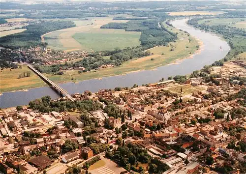 AK / Ansichtskarte  Bad_Salzelmen Fliegeraufnahme Stadtzentrum und Elbbruecke