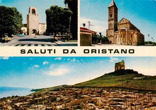 AK / Ansichtskarte  Oristano Piazza Roma e Torre S Cristoforo Basilica di S Giusta