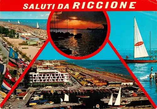 AK / Ansichtskarte  Riccione_Rimini_IT Strandpartien Segeln Stimmungsbild